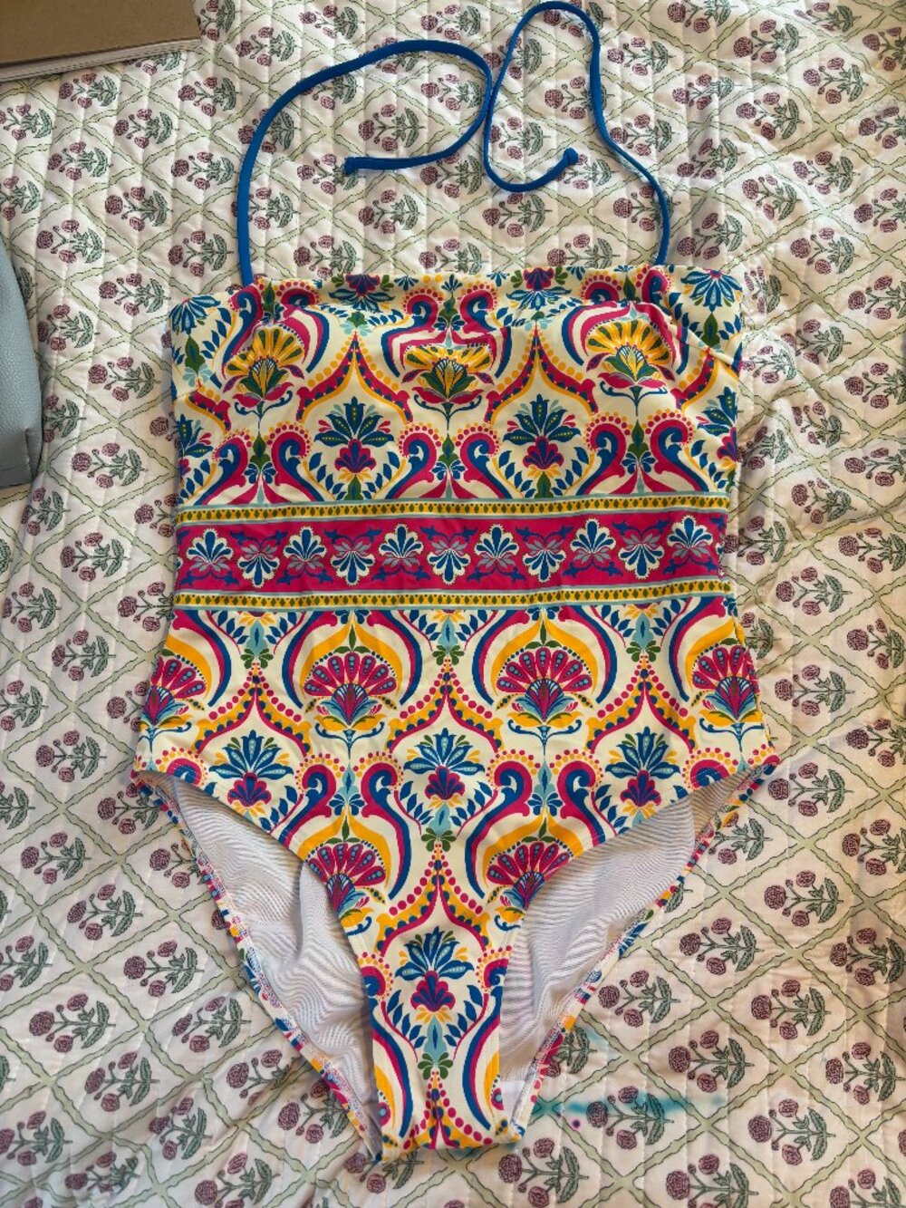 Boden Multi Ornamental Floral Paros Bandeau Swimsuit